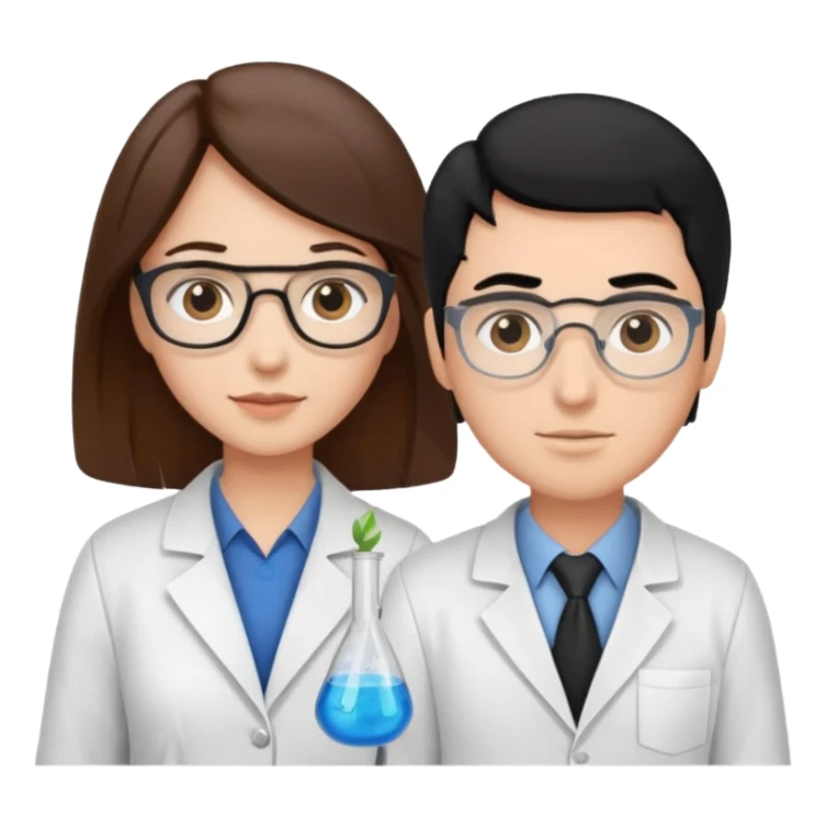 cientifica con cabello marrón y otra con cabello negro que sean blancas sticker