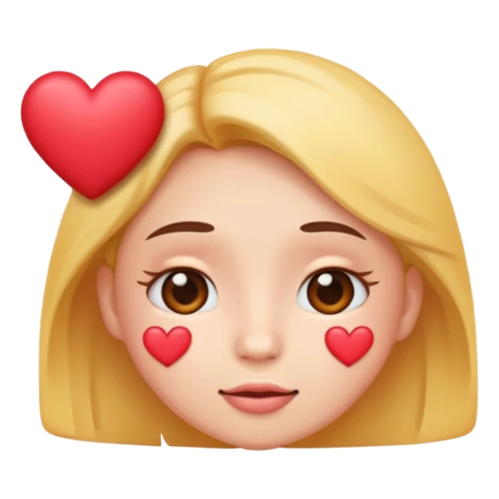 Cute Dreaming/Thinking of you, blushing, hearts regular emoji face sticker