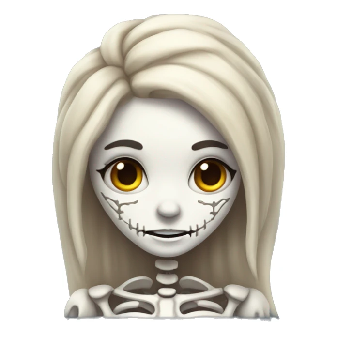 Cute skeleton princess with shoulder length hair sticker