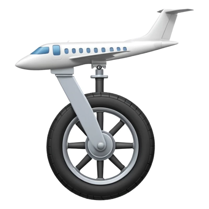 Emoji-style aircraft landing gear with a single wheel and strut, simplified design, clean lines, cartoon-like, isolated on white background, minimal shading sticker