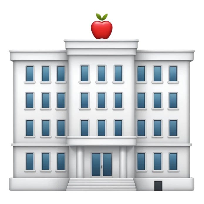 white hotel building, apple emoji style sticker