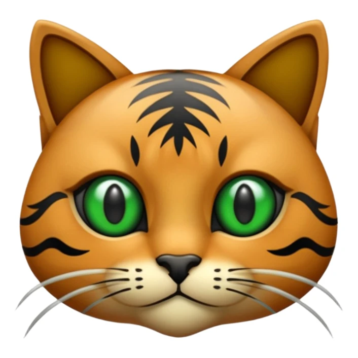 een bruine kat met zwarte strepen en groene ogen sticker