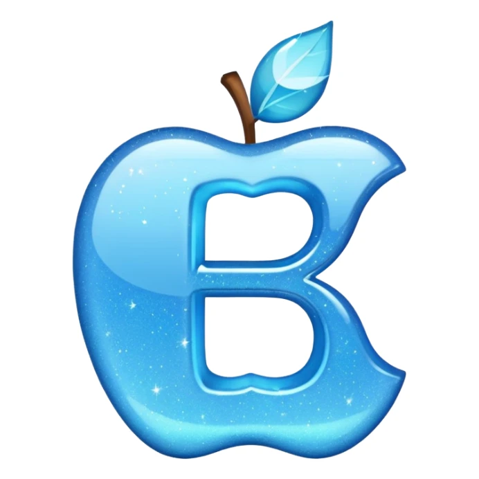 sparkle light blue letter D, apple style emoji, variation 4 sticker