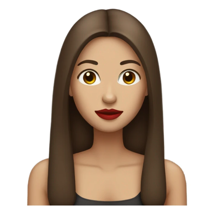 Woman with red lips and straight brown hair white  sticker