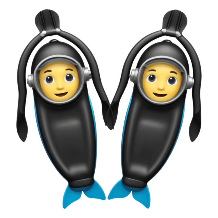 A 3D cartoon pair of diving flippers on a white background, shiny rubber texture, Memoji-style rendering. sticker