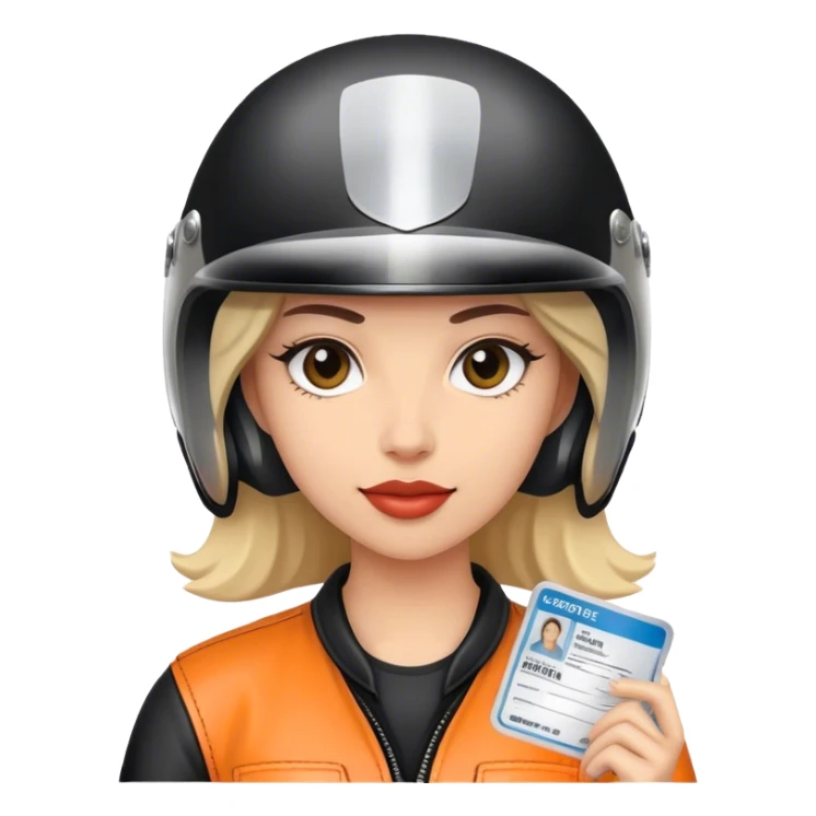 Licencia de conducir de una mujer con casco de moto sticker
