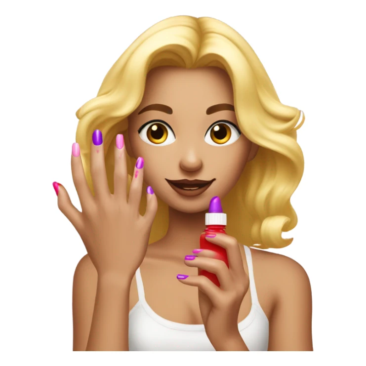 Blond girl painting her nails sticker