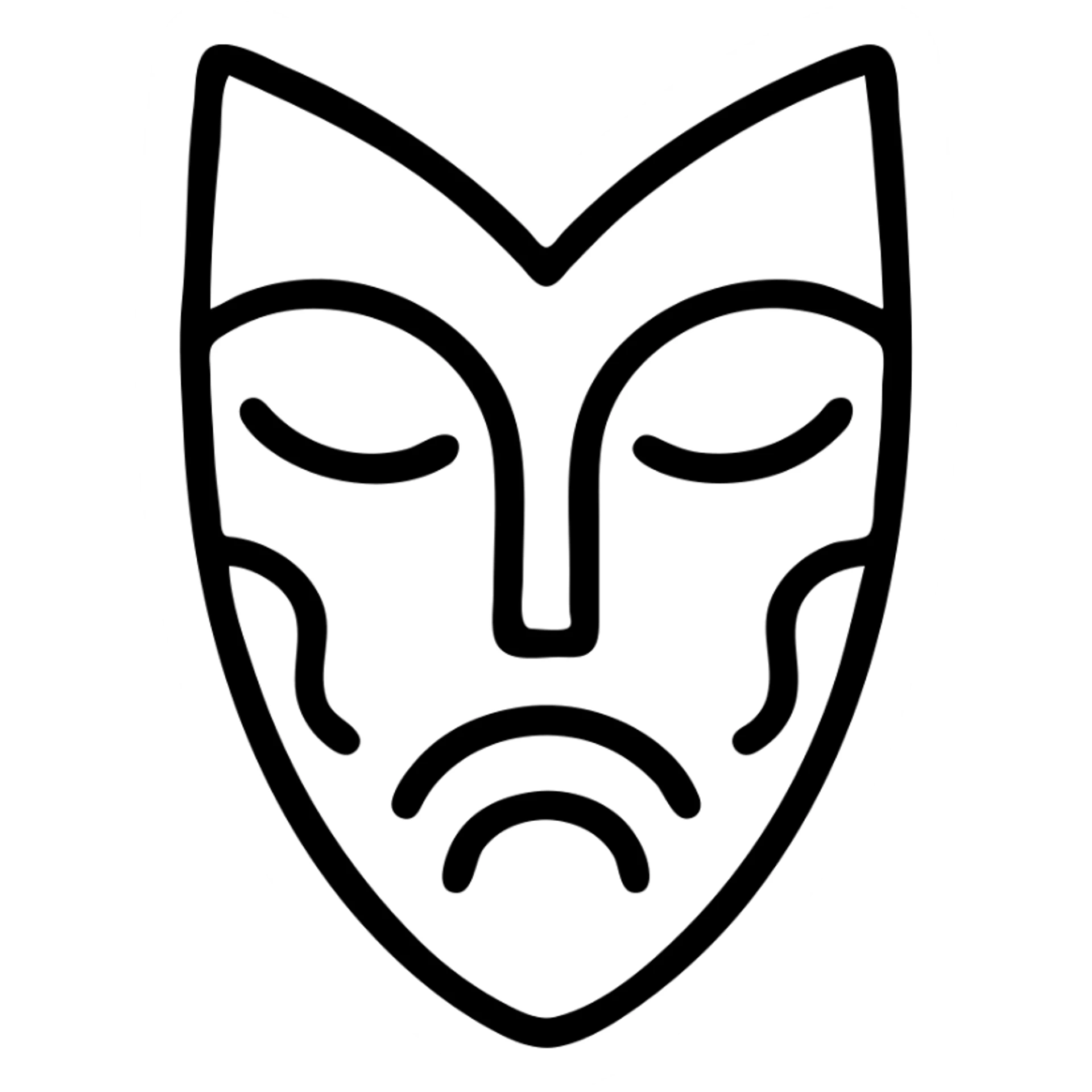 outlined abstract mask motif logo inspired by Sleep Token band with black lines sticker