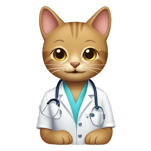 Smiling light brown cat being a doctor sticker