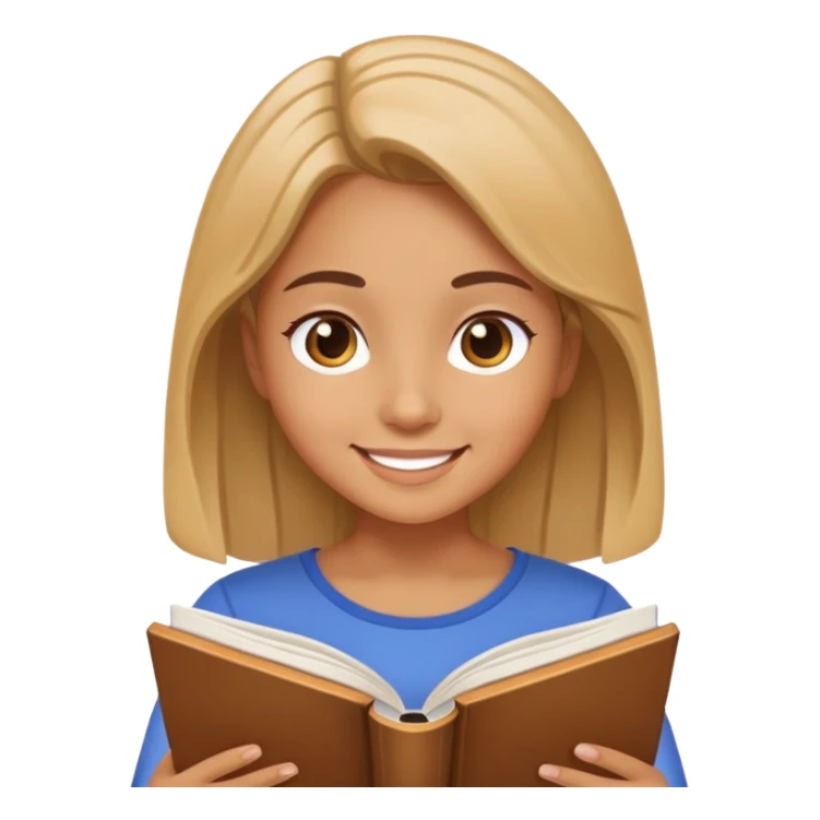 smiling girl reading a book sticker