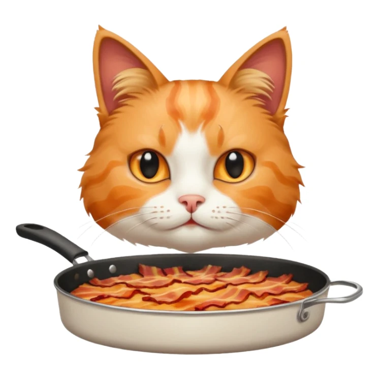 simple cat with a pan of bacon sticker