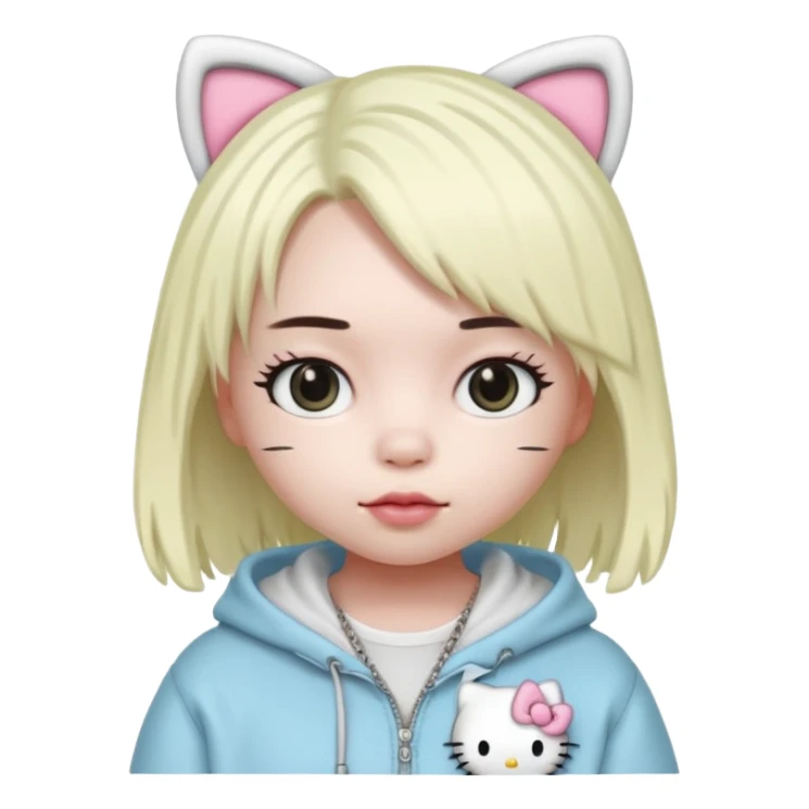 Hello Kitty is in the style of Billie Eilish sticker