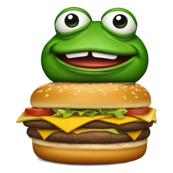pepe the frog with a mcdonald burguer sticker