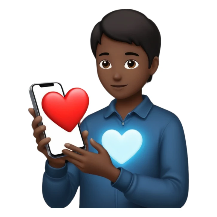 person silhouette holding a phone with a heart sticker