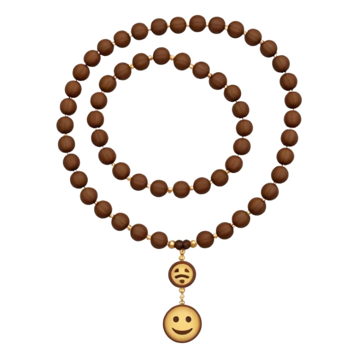 prayer beads (misbaha) in circular arrangement, brown and gold, emoji style sticker