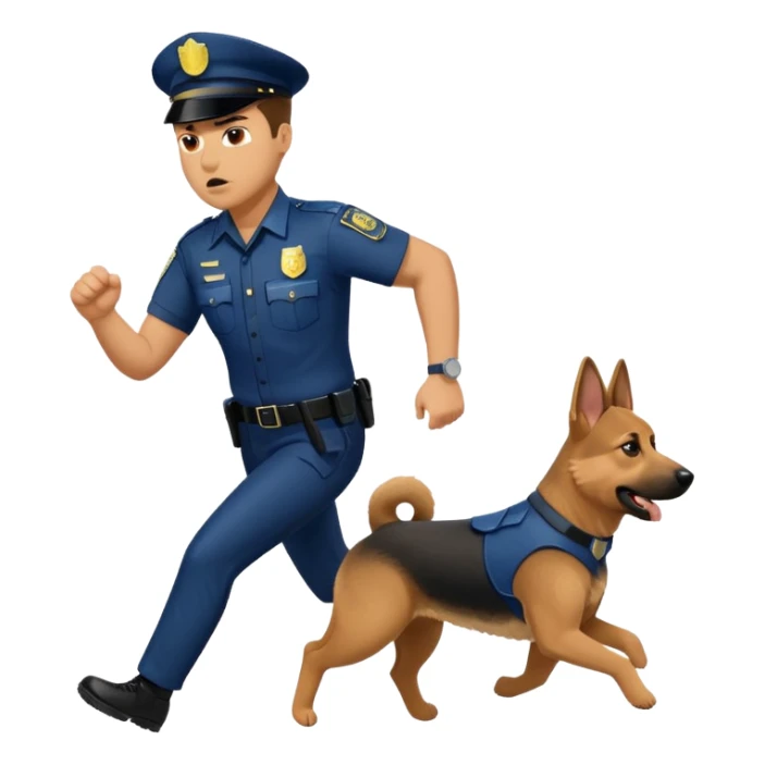 Police with dog is angry and police is running sticker