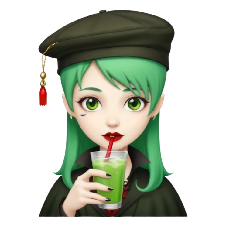 vampire green hair Drink holders with hat  sticker