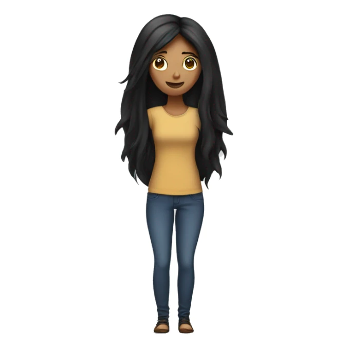 women with long black hair, standing sticker