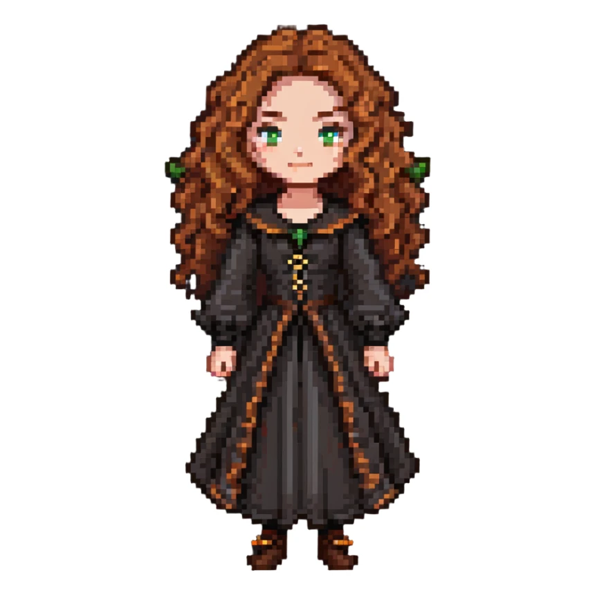 witch with caramel brown curly hair sticker