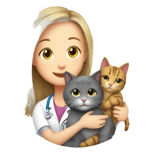 cat cuddles veterinarian girl sticker