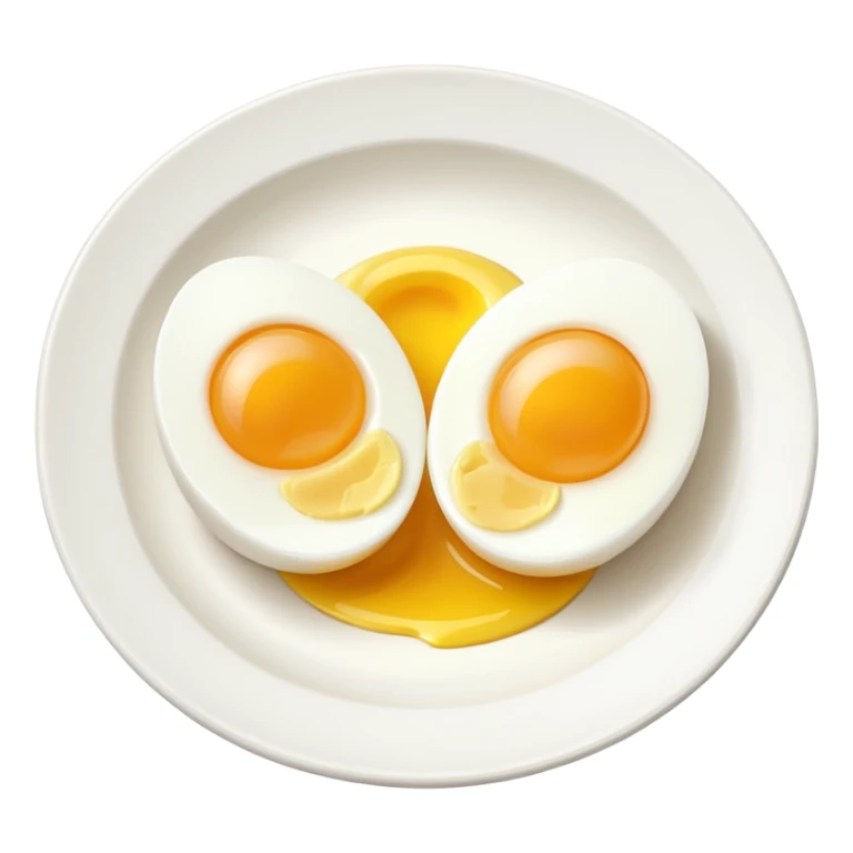 Two boil eggs in a plate cut in half sticker