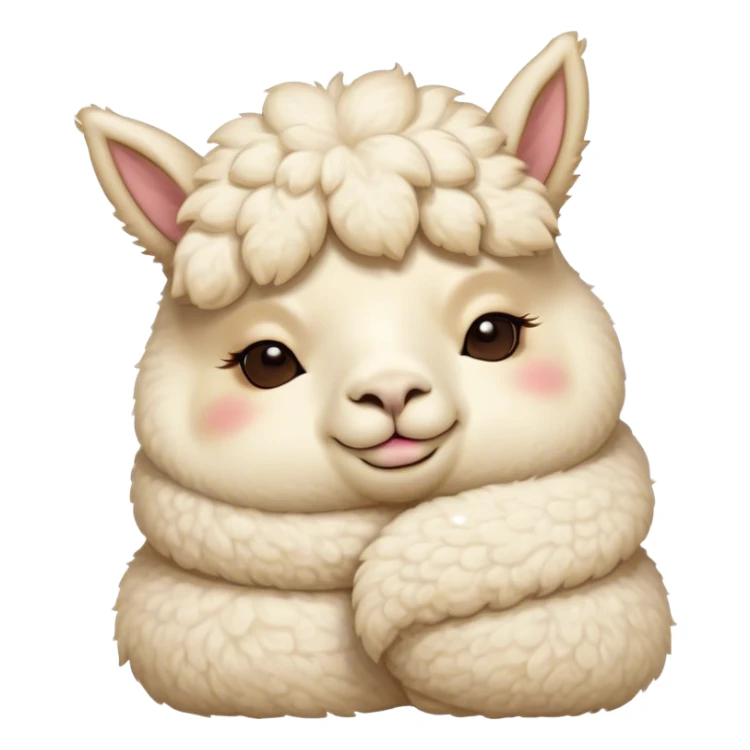 Meme-Worthy Cute Sleeping Cream Alpaca Portrait Emoji, Head resting peacefully with a contented smile, showcasing a delightfully robust build and a luxuriously soft cream fleece, eyes shut in a serene nap, Simplified yet hilariously adorable features, highly detailed, glowing with a soft, drowsy light, high shine, relaxed and utterly lovable, stylized with an air of playful laziness, bright and heartwarming, soft glowing outline, capturing the essence of a comically sleepy alpaca, so meme-worthy it feels like it could instantly become the next viral sensation of adorable slumber! sticker