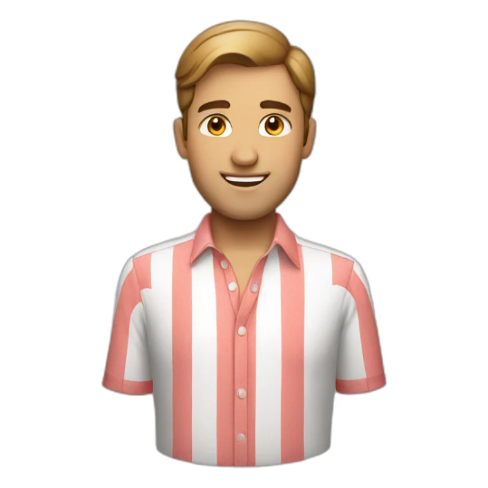 A handsome man wearing a red and white shirt sticker