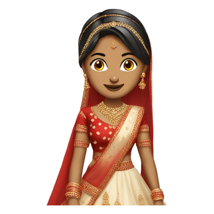 Wedding bride in indian lehenga with red top face color cream sticker