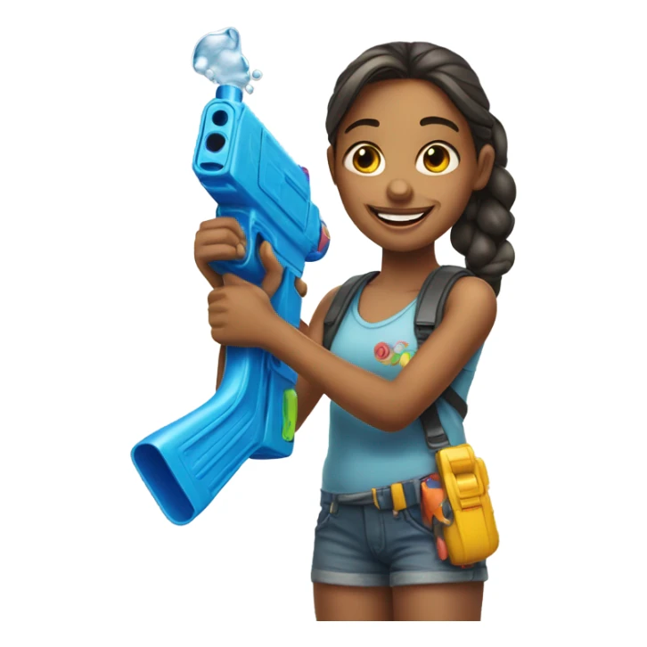 girl smiling with watergun  sticker