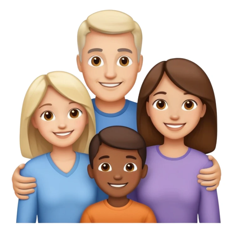 happy family with parents and two children smiling together sticker