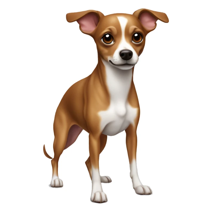 Reddish brown chihuahua whippet mix only white on chest and paws  sticker