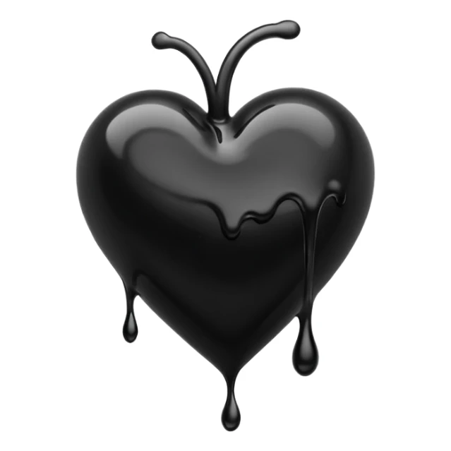black ink heart emoji with ink streaks sticker