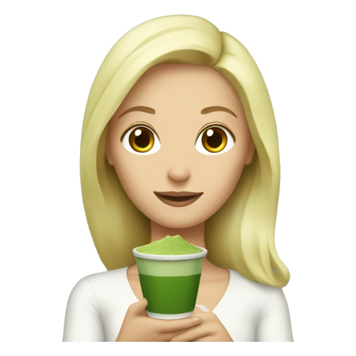 Blonde woman holding a matcha  sticker