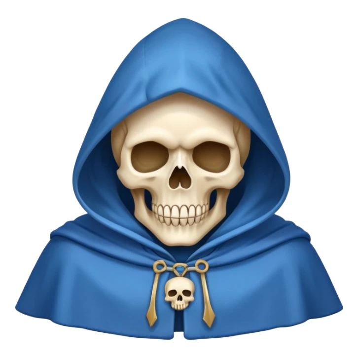 skull wearing blue hood and cloak sticker
