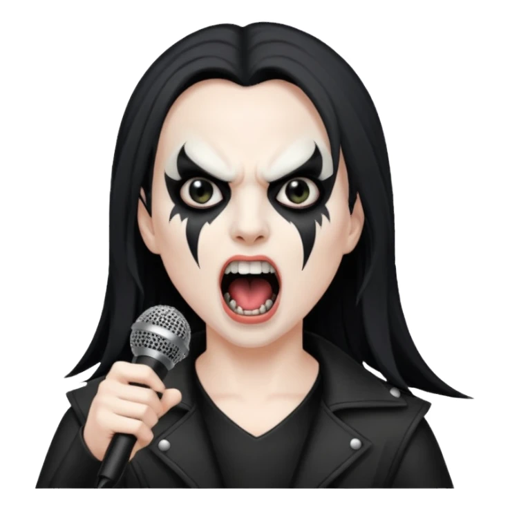 Black metal musician, screaming with mirophone sticker