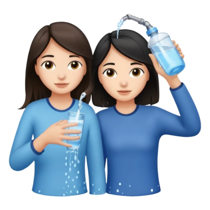 una chica soltando encima de la cabeza de otra chica sticker