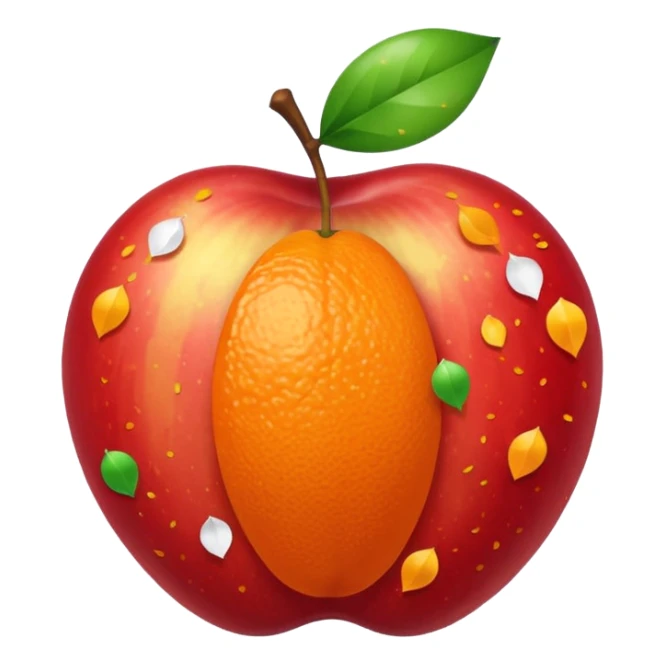 Una manzana roja con naranja con rayos que explotan y llena de confeti  sticker