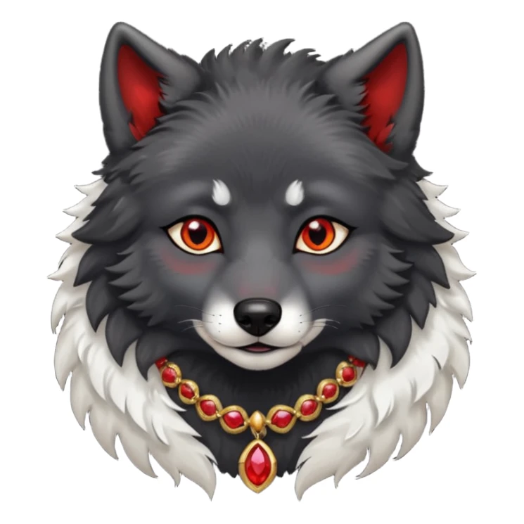 cute black wolf, red eyes with jewellery sticker