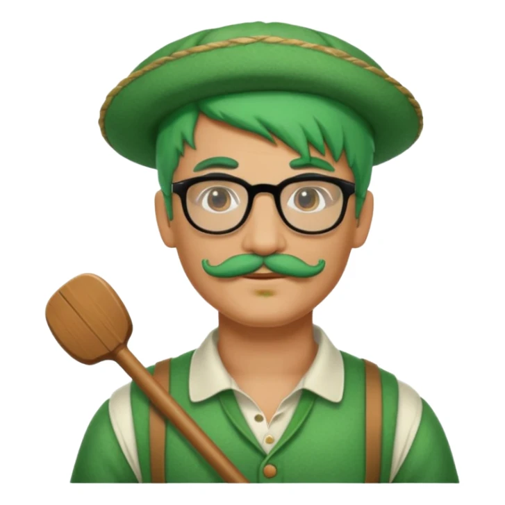 venice gondolier with green hair, glassess and mustache sticker