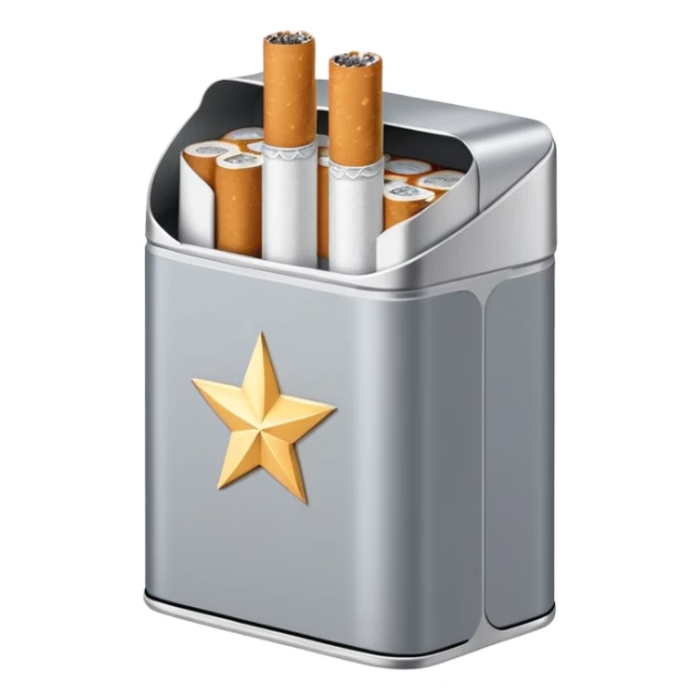 7 stars grey shining cigaret pack with a few little cigaret inside sticker