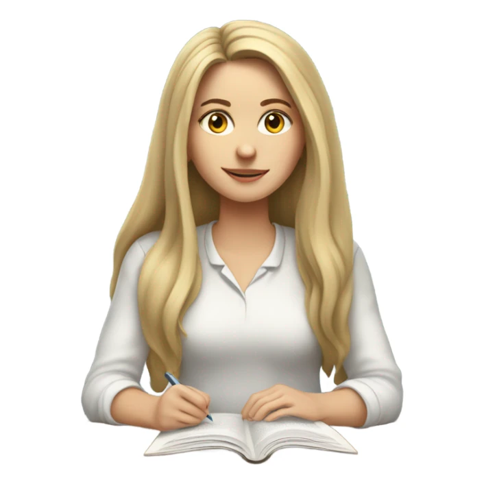 long hair white girl study sticker