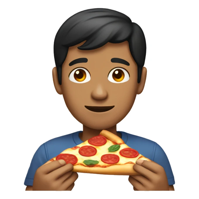 Guy short black hair brown skin eating pizza sticker