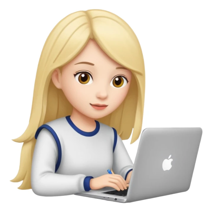 A girl is preparing for IELTS online with a laptop. sticker