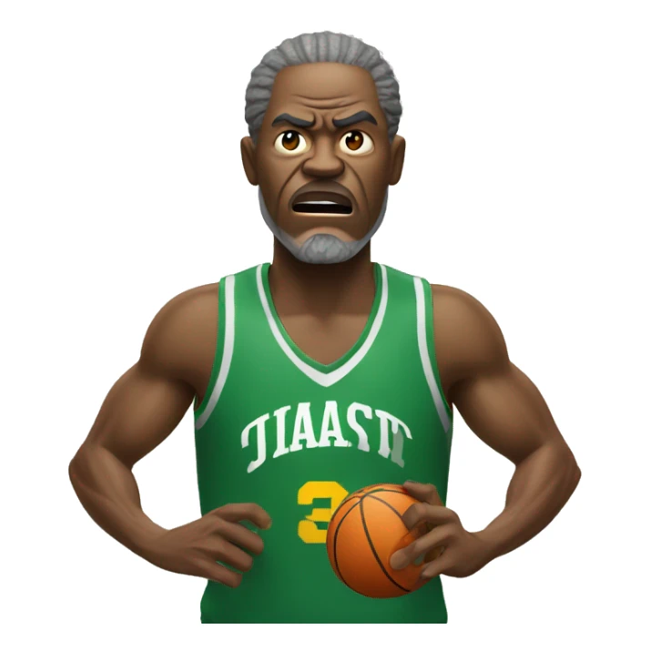 An middle aged Jamaican man getting angry with basketball  sticker