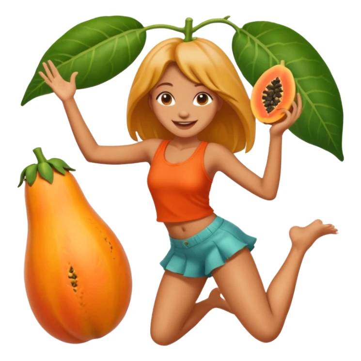 A girl dancing on a papaya  sticker