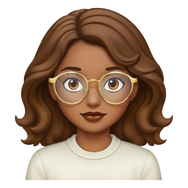 Girl with wavy brown hair and gold glasses sticker