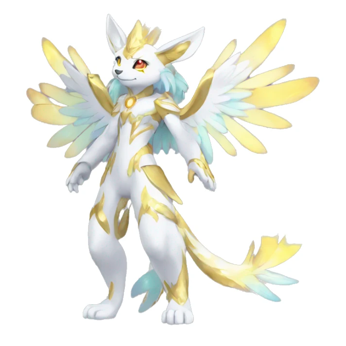 Anthro Sona Colorful Godly Celestial Shiny Fakemon Full Body sticker