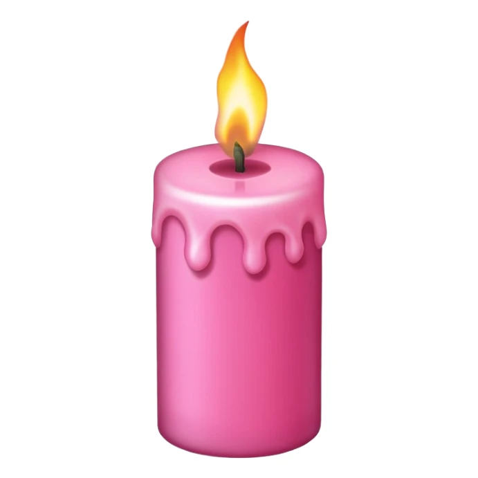 Draw a pink candle with a flame on it that looks 55 degrees tilted from a bird's eye view. sticker