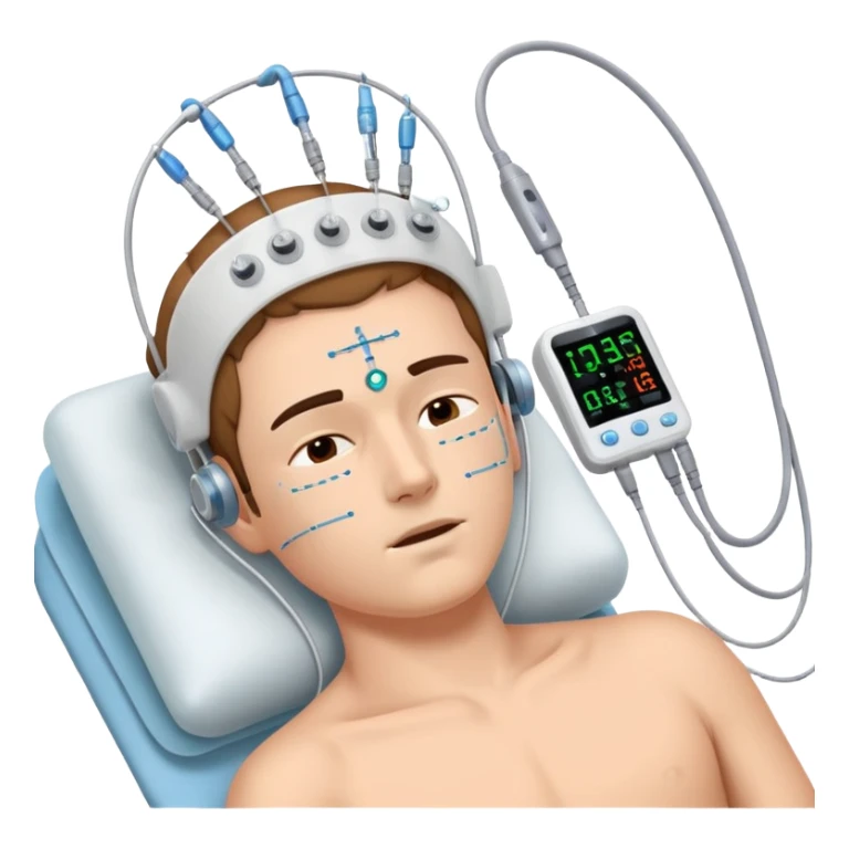 polysomnography sleep test with electrodes attached to head sticker