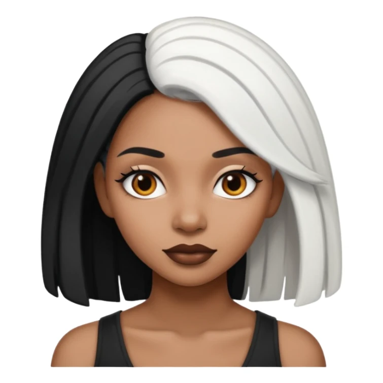 Beautiful black woman with split half black and white hair sticker